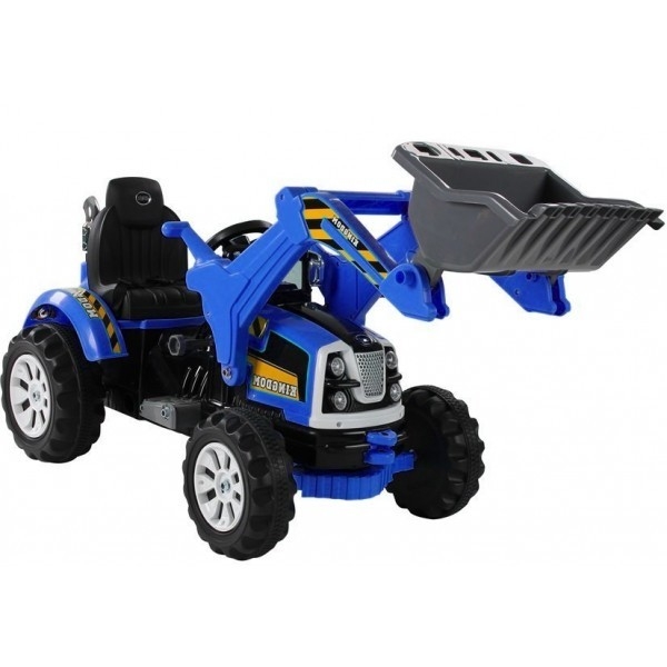 Elektrinis traktorius vaikams su kaušu priekyje Mėlynas