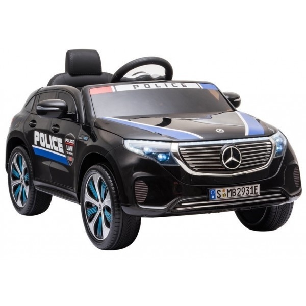 Elektromobilis vaikams Mercedes EQC 400 juoda policija